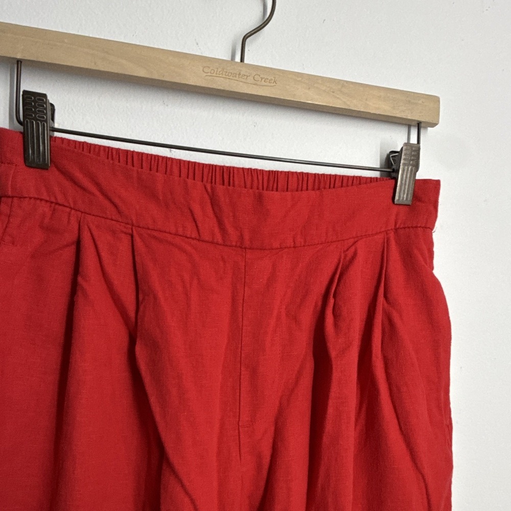 A New Day Womens XS Red Solid Wide-Leg Pull-On Pants Elastic Waist Pleated - Picture 3 of 8